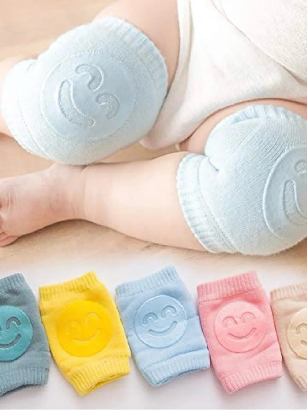 Baby Knee Pads for Crawling - Pastel Pack Soft Cotton Multicolor One Size 5-Pack